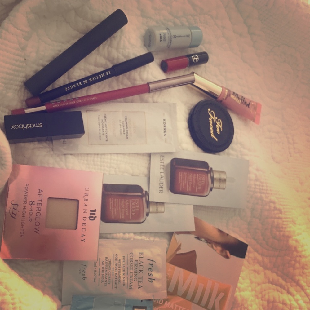 Makeup full size and travel size with some samples